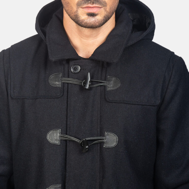 Mens Duffle Black Wool Coat0968-9-1599124686868
